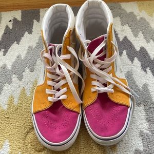 Vans Pink and Orange High-Top Sneakers